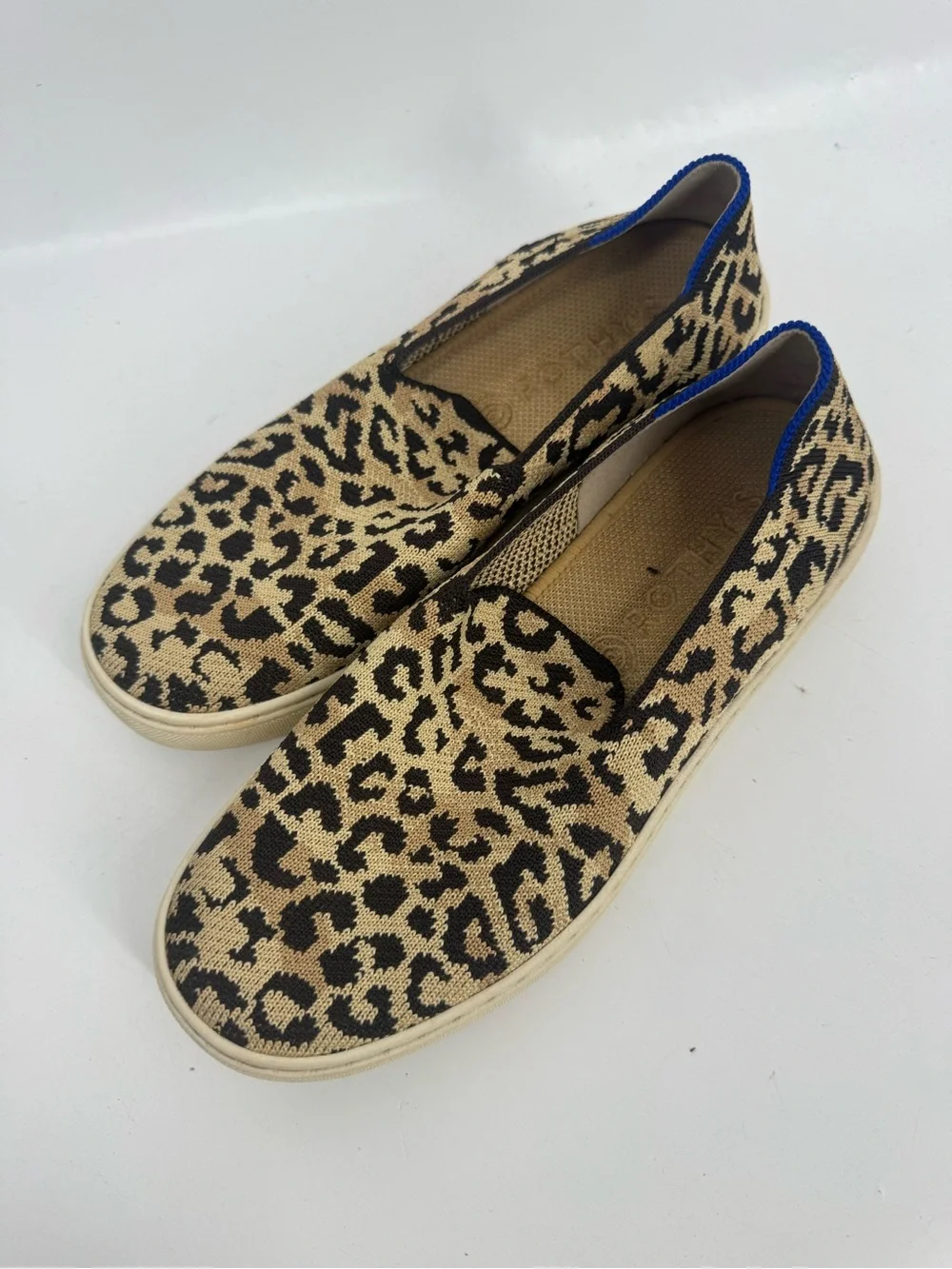 Rothy's The Sneaker Camo Cat Leopard Print Slip on Shoes Animal Brown Size 6.5